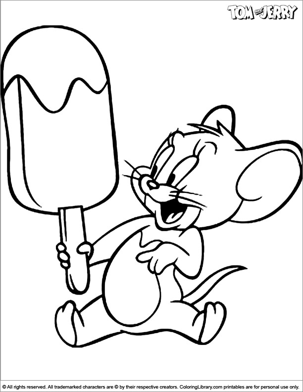 Coloriage et dessins gratuits Tom et Jerry avec une glace à imprimer