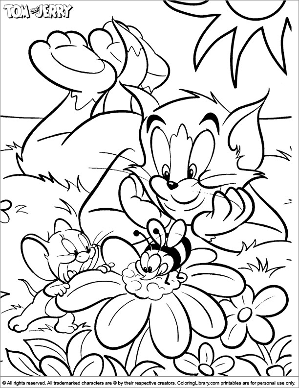 Coloriage et dessins gratuits Tom et Jerry dans le jardin à imprimer