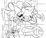 Coloriage Tom et Jerry en bain