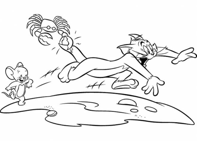Coloriage et dessins gratuits Tom et Jerry en poursuite à imprimer