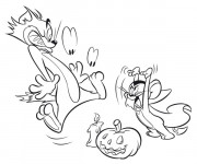 Coloriage Tom et Jerry Halloween