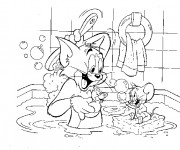 Coloriage et dessins gratuit Tom et Jerry se baignent à imprimer