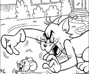 Coloriage Tom et Jerry se disputent