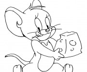 Coloriage et dessins gratuit Tom, Jerry et sonfromage à imprimer