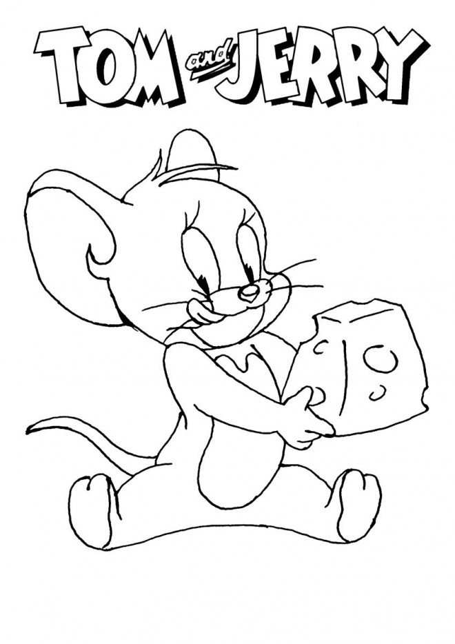 Coloriage et dessins gratuits Tom, Jerry et sonfromage à imprimer