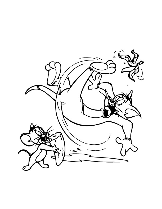 Coloriage et dessins gratuits Tom tombe et Jerry rit à imprimer