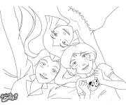 Coloriage Alex, Samantha et Clover en une image ensemble