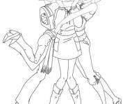 Coloriage Filles de Totally Spies portant leur cartables