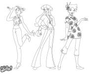 Coloriage Le tenue de vacance de Alex, Clover et Sam de Totally Spies