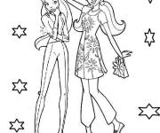 Coloriage Les belles filles Totally Spies avec les &eacute;toiles