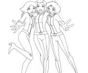 Coloriage Les tous belles Clover, Sam et Alex de Totally Spies