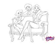 Coloriage Sam, Colver et Alex dans le salon Totally Spies
