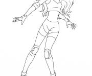Coloriage Samantha de Totally Spies fait le patinage