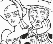 Coloriage Berg&egrave;re et Woody amoureux personnages