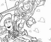 Coloriage Buzz et Woody en volant