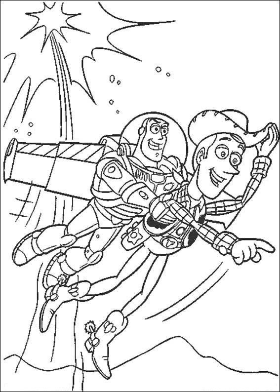 Coloriage et dessins gratuits Buzz l’Eclair et Woody s'envolent à imprimer