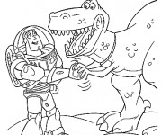 Coloriage Buzz l'&Eacute;clair serre la main avec Rex Toy Story Image