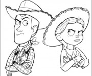 Coloriage D&eacute;saccord entre Woody et Jessie dessin anim&eacute;