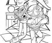 Coloriage Image Toy Story Woody et Buzz l&rsquo;Eclair