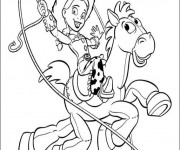 Coloriage Jessie cowboy sur le dos de Pile-Poile