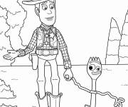 Coloriage Les jouets Fourchette et Woody