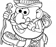 Coloriage Monsieur Patate marche en souriant anim&eacute;