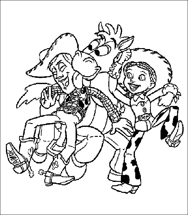 Coloriage et dessins gratuits Pile-Poil et Woody s'amusent avec Jessie en ligne à imprimer