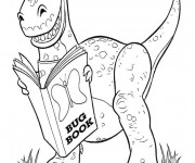Coloriage Rex lit un livre en couleur