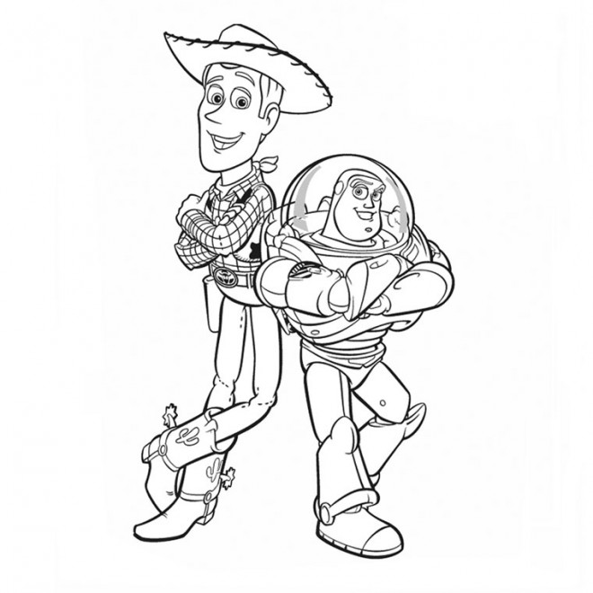 Coloriage et dessins gratuits Toy Story Woody et Buzz à imprimer