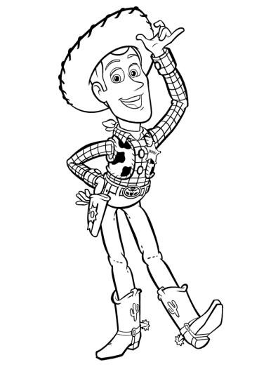 Coloriage et dessins gratuits Woody en saluant cartoon à imprimer