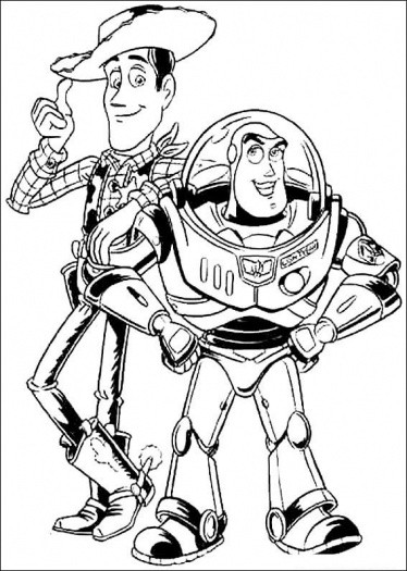 Coloriage Woody et Buzz l'Eclair Toy Story dessin gratuit à imprimer