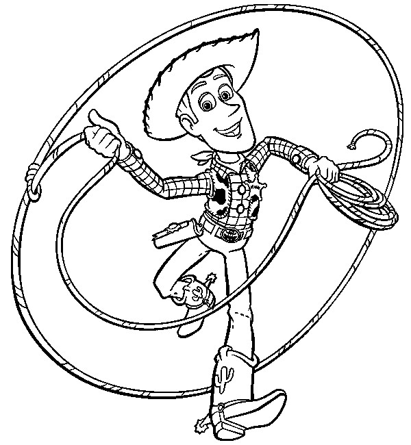 Coloriage et dessins gratuits Woody et la corde cartoon walt disney à imprimer