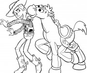 Coloriage et dessins gratuit Woody et son cheval disney à imprimer