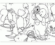 Coloriage Tchoupi et Doudou dans la forêt