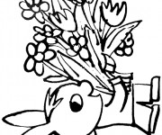 Coloriage Trotro tient un bouquet