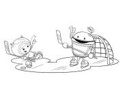 Coloriage et dessins gratuit Bot et Milli en jouant au Hockey sur glace à imprimer