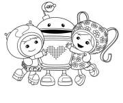 Coloriage Geo, Bot et Milli prennent une photo