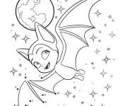 Coloriage Chauve souris en volant parmi les &eacute;toiles