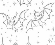 Coloriage La famille de Vampirina en chauve souris en volant dans le ciel