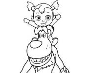 Coloriage et dessins gratuit Petite Vampirina sur les &eacute;paules de son ami à imprimer
