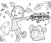 Coloriage Vampirina, Demi et Vevo avec motifs des vampires
