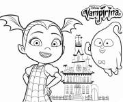 Coloriage Vampirina et Demi devant la maison hant&eacute;e