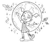 Coloriage Vampirina et Vevo devant la planete