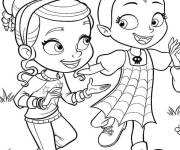 Coloriage Vampirina Hauntley et Poppy en courant dans le champ