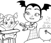 Coloriage Vampirina nourrit sa petite soeur