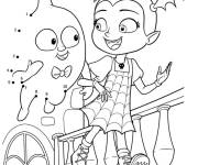 Coloriage Vampirina se prom&egrave;ne avec Demi &agrave; relier
