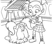 Coloriage Vampirine et Wolfie sur le toit de la maison