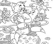 Coloriage et dessins gratuit Tom et Jerry avec leurs b&ecirc;tises à imprimer