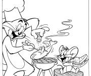 Coloriage Tom et Jerry cuisinent ensemble
