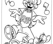 Coloriage et dessins gratuit Tom et Jerry  &eacute;coutent de la musique à imprimer